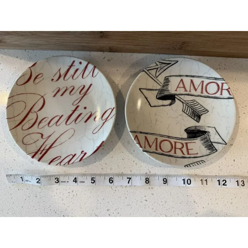 Pier 1 One Imports‎ Love Plates Dessert/Appetizer Set Of 2 Hearts